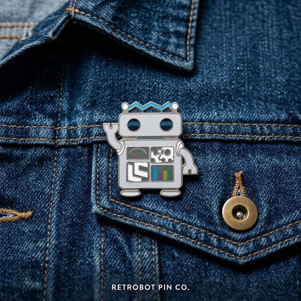 Loot Crate LOOTPINS September 2017 Robotic Enamel Pin Blue Circuit Board Robot
